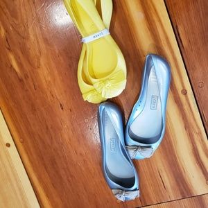 2 pair of J. Crew rainy day bow ballet flats